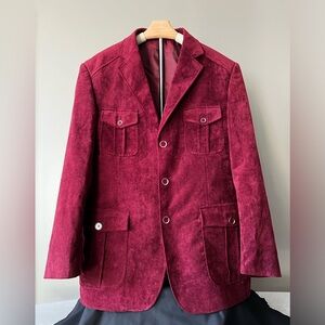 Inserch Burgundy Velvet Mens Blazer